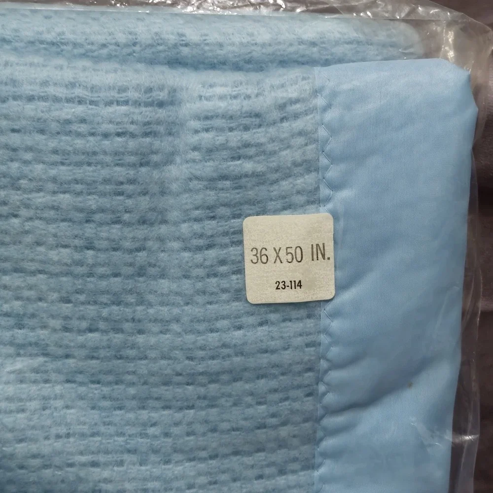 Vintage Carter's Baby Crib Blanket Acrylic Satin Trim Blue 36x50